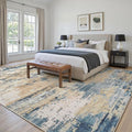 8x10 Area Rugs for Living Room Large Washable Abstract Rug Room Brown/Blue