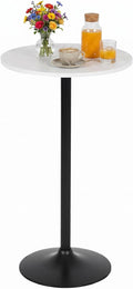 NChanmar Bar Table 40" Height Round Pub Table Modern Kitchen Dining Table Sturdy Metal Base&Solid MDF Top,Space-Saving Bar Top Table for Café Cocktail Kitchen Bistro Events or Party,White
