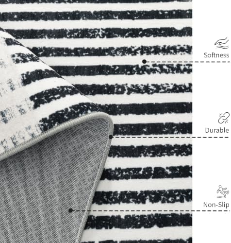 YIHOUSE Washable 5x7 Modern Striped Area Rug, Abstract Living Room Rug