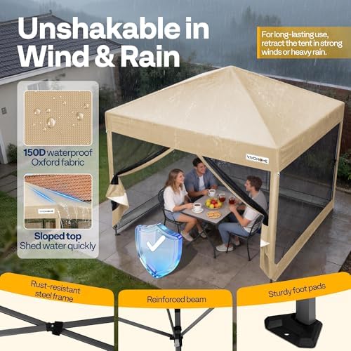 VIVOHOME 10x10ft Outdoor Screen Tent with Mosquito Netting