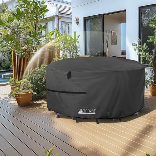 ULTCOVER Waterproof Round Patio Table Cover 60 inch, Black