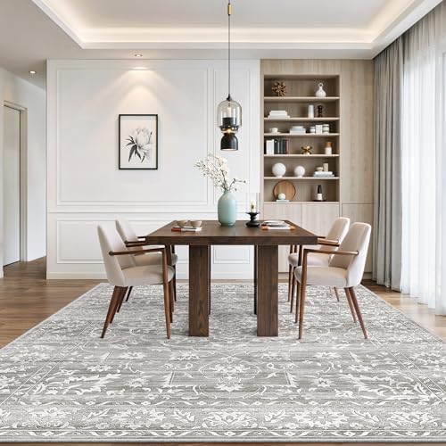 Soalmost 9x12 Area Rugs for Living Room, Washable Neutral Soft Rug Grey