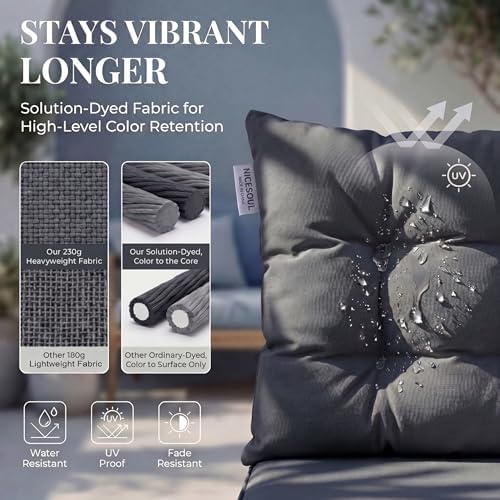 NICESOUL Swing Egg Chair with Stand Indoor Outdoor, Comfortable All Weather Wicker Patio Hanging Egg Shaped Chair with Cushions, 350lbs Capacity Hammock Chairs for Porch Balcony Bedroom, Dark Gray