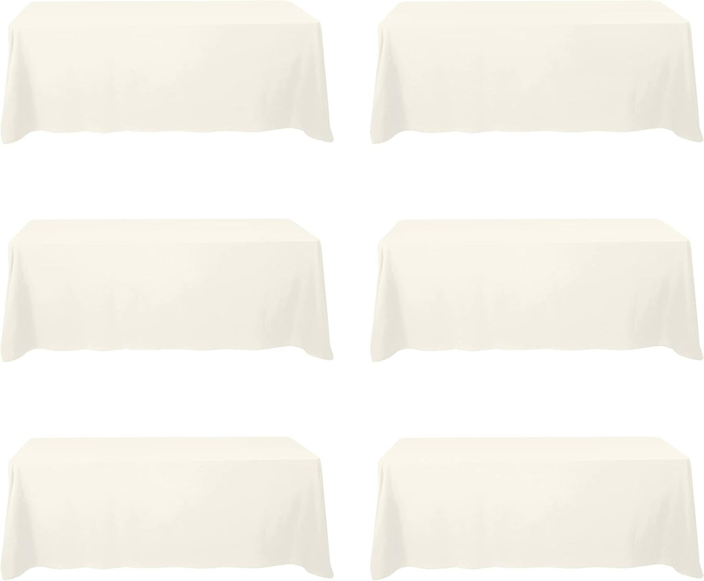 BRILLMAX 6 Pack Ivory Tablecloths 90x156 Inch for 8ft Rectangle Tables