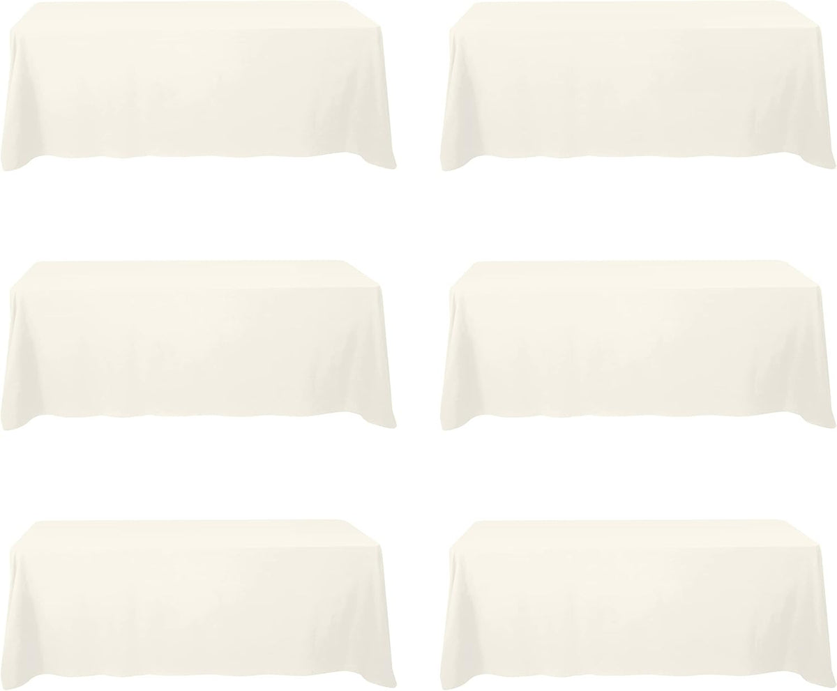 BRILLMAX 6 Pack Ivory Tablecloths 90x156 Inch for 8ft Rectangle Tables