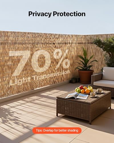 VEVOR Natural Reed Fencing, 4 ft x 16.4 ft, 3 Pack Decorative Natural Reed Fencing Roll, Decorative Fence for Backyard Divider, Privacy Screen Panel Curtain for Balcony Patio Garden Backyard Outdoor