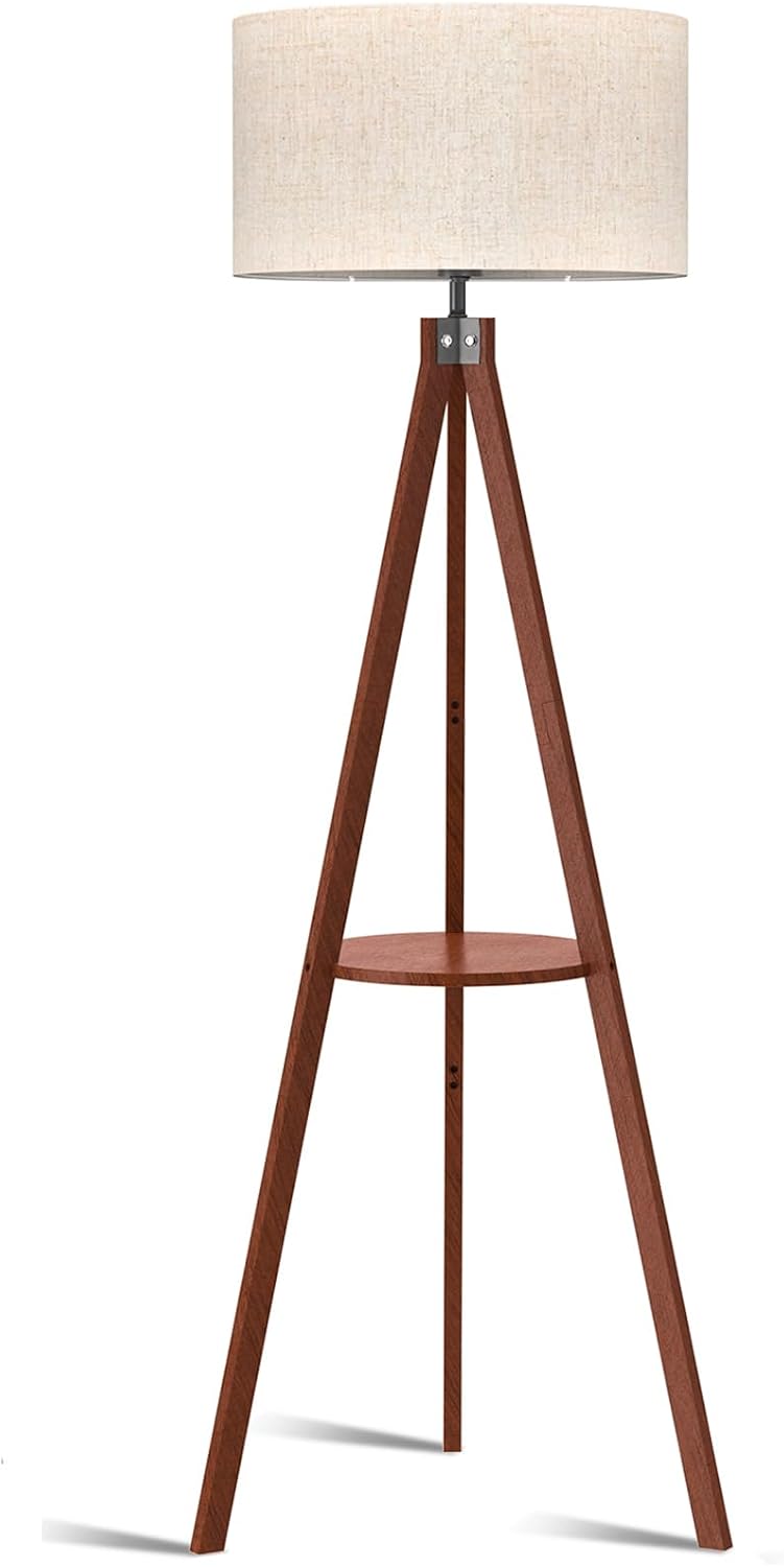 LEPOWER Shelf Floor Lamp Tripod Mid Century Modern Lamps for Living Room