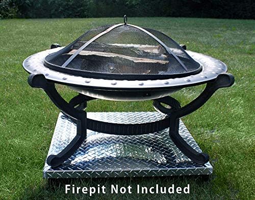 Deck Defender & Grass Guard - Fire Pit Base & Heat Shield - Polished Metal Fireproof Pad for Under Fire Pit - Heat Resistant Protector for Deck, Grass, Patio - Protect Surfaces from Heat Damage
