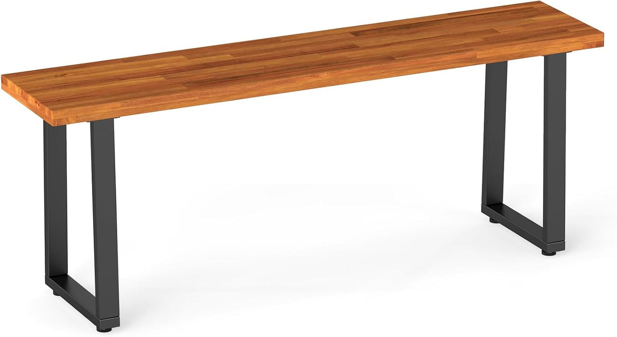 Tangkula Acacia Wood Outdoor Bench, 2-Person Backless Patio Dining Bench