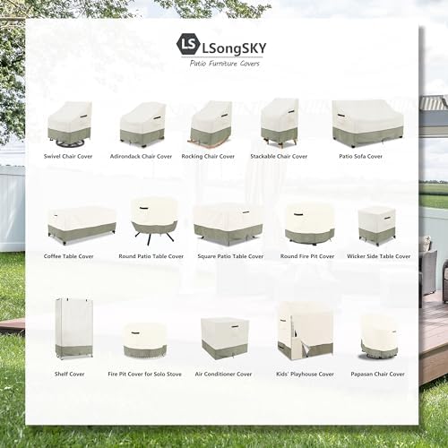 Patio Adirondack Chair Cover 2 Pack,Waterproof Heavy Duty Outdoor Chair Covers,Patio Adirondack Chair Cover for Outdoor Chair(30W x 34 D x 36 H inches),White&Grayish Green