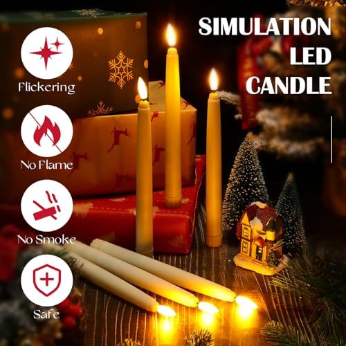 Baquler 100 Pcs Flameless Taper Candles LED Taper Candles Flickering Bulk