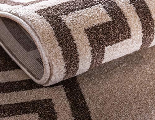 Unique Loom Athens Collection Classic Geometric Modern Border Design Area Rug, 3 ft 3 in x 5 ft 3 in, Beige/Brown