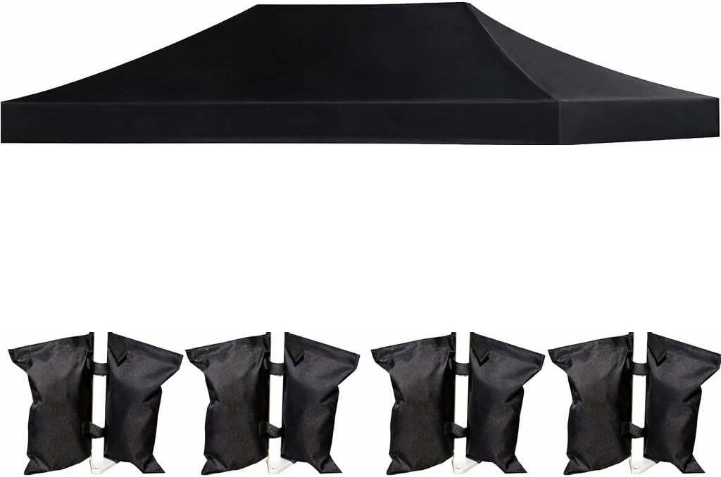 LIUJIAYI Pop Up Canopy Replacement Top, 10x20 Heavy Duty 500D UV Protection Waterproof Cover, Black