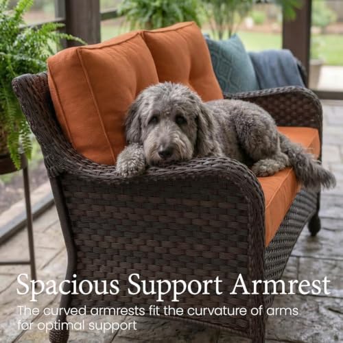 LayinSun 7 Piece Wicker Outdoor Furniture Set with 6-inch Comfy Cushions