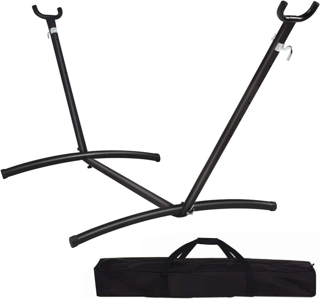 Double Hammock with Space Saving Steel Stand 400 lb Capacity, Portable Hammock Frame Stand Heavy Duty for 9 to 13Feet Hammocks, Carry Bag Included