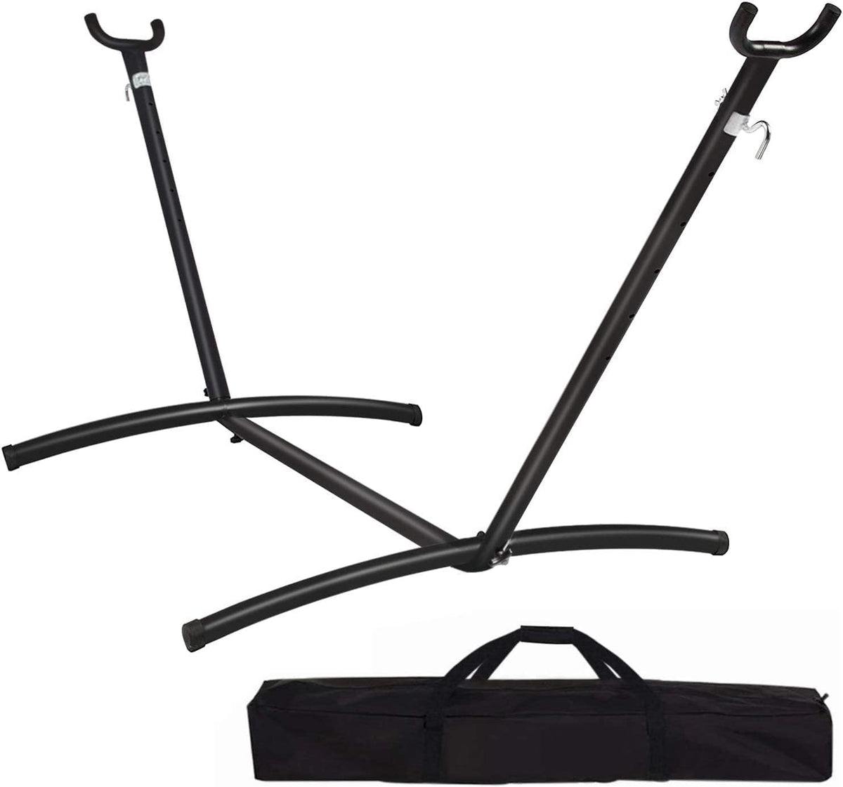 Double Hammock with Space Saving Steel Stand 400 lb Capacity, Portable Hammock Frame Stand Heavy Duty for 9 to 13Feet Hammocks, Carry Bag Included