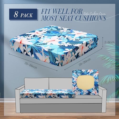 Tingjoo 8 Pcs Christmas Patio Cushion Covers, White Floral