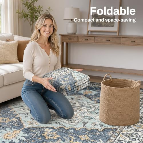 12x15 Area Rugs for Living Room: Washable Neutral Blue Yellow Rug