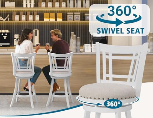 PrimeZone 24 Inch Swivel Counter Height Bar Stools Set of 2, Island Chairs
