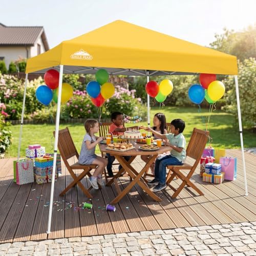 EAGLE PEAK 10x10 Slant Leg Pop Up Canopy Tent, Yellow