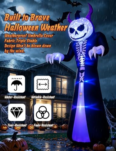 Elegear 10FT Grim Reaper Halloween Inflatable, Motion-Activated Scream