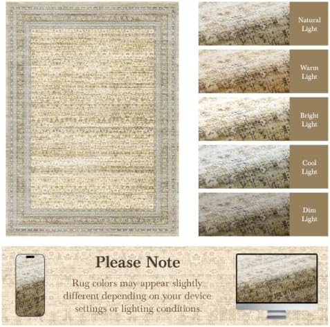 Lessymo 8x10 Washable Area Rugs for Living Room Bedroom,Beige Soft Non-Slip