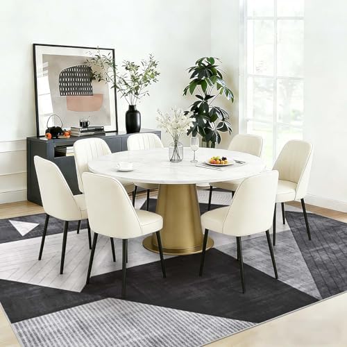 Yinhua Modern Geometric Area Rugs 5x7 Grey Black Rugs for Living Room Washable Rug Non Slip Low Pile, Large Soft Bedroom Rug Non Shedding, Modern Simplicity Carpet for Home Office, Dining Room