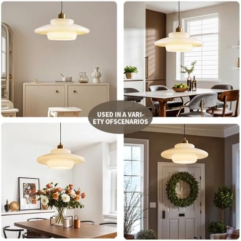 milk glass pendant light: mid century modern gold, package contents