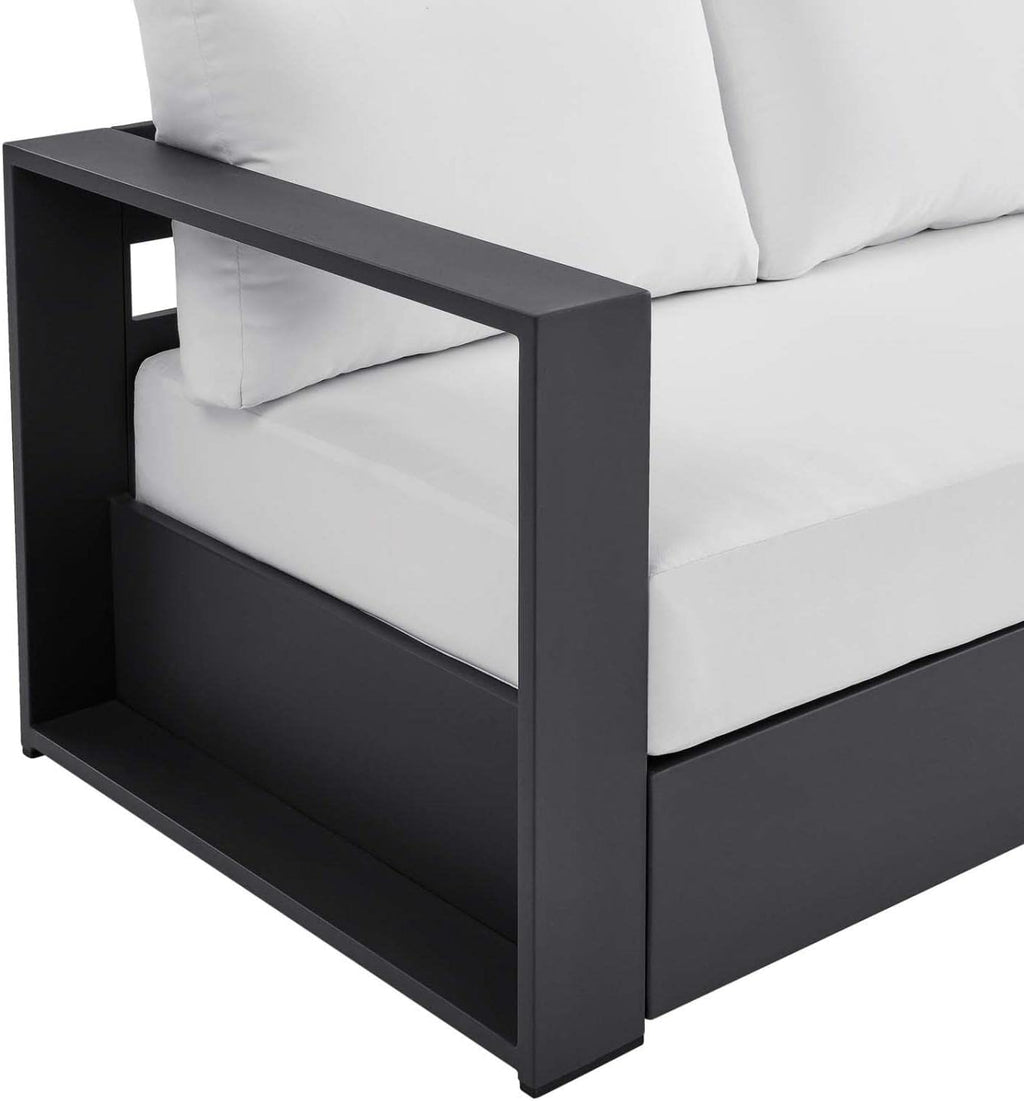 Modway Tahoe Aluminum Outdoor Patio Sofa in Gray White