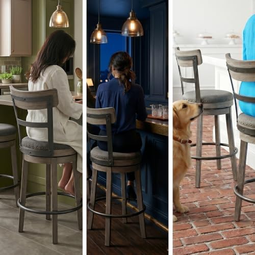 Signature Design by Ashley 1-Piece Swivel Counter Height Bar Stool, Gray