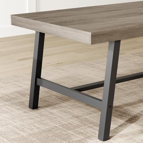 Garvee 71" Industrial Dining Table, Rectangular Kitchen Table, Grey