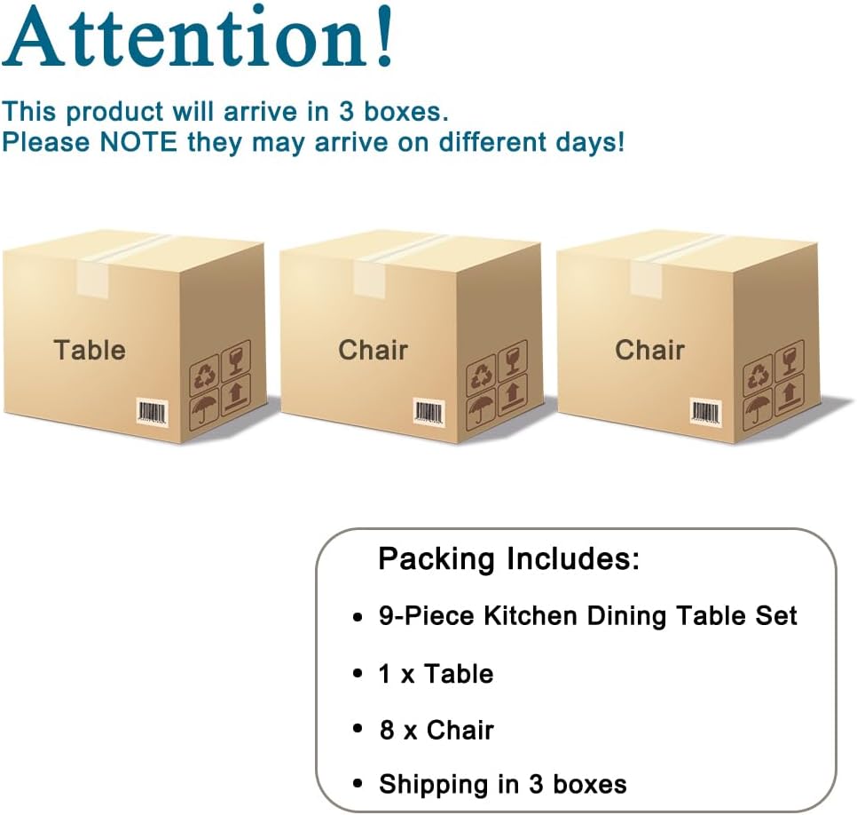 Dining Table Set for 8, 71'' Wood Dining Table and Chairs Set of 8