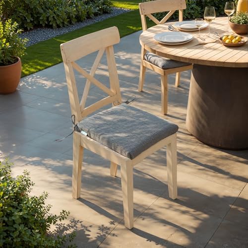 QILLOWAY Outdoor Indoor Seat Cushions, Square Foam Dining Chair Pads,All Weather, 17"x17"x3" (Marine Blue, 2 Count (Pack of 1))