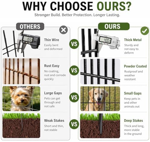 No Dig Garden Fence Outdoor for Yard, 10 Panels with Gate