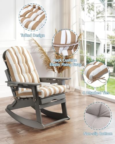 NAVINE Outdoor Adirondack Chair Cushion Set of 4, Patio Chair, Stripe Khaki