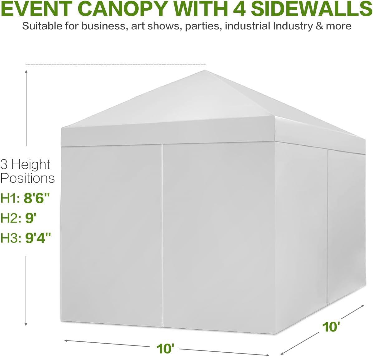 tunbne 10x10 pop up canopy tent with 4, close-up detail