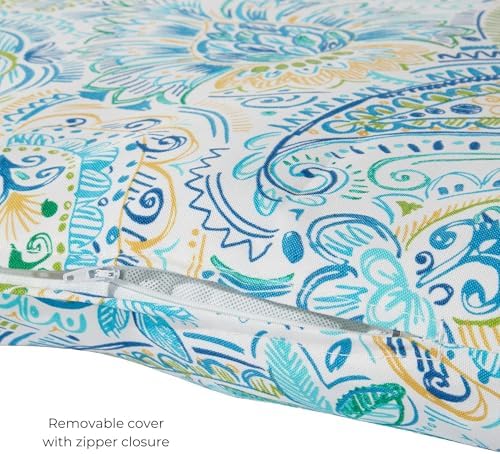 Modern Outdoor Chaise Lounge Cushion with Ties – Durable Polyester Fabric, Channel-Filled Polyfiber Insert, Removable Zippered Cover, Baltic Paisley