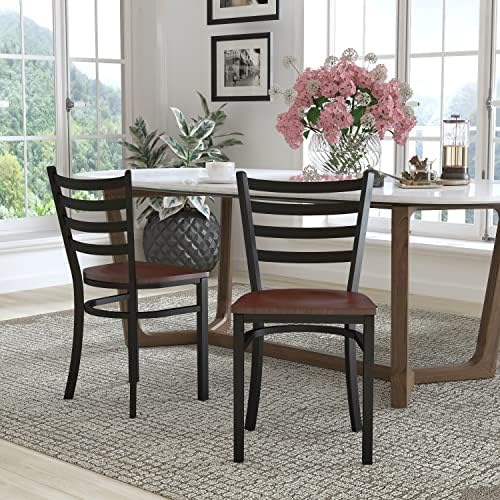 Flash Furniture Hercules Ladder Back Restaurant Chair, Mahogany, 2-Pack