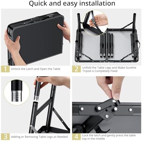 Anbte 2ft Folding Camping Table, 3 Adjustable Height Max 29.5", 23" x 16"