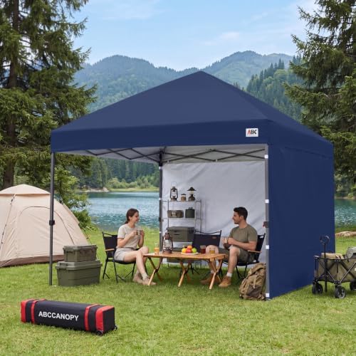 ABCCANOPY Easy Pop up Canopy Tent with 2 Sidewalls for Outdoor Sun Blocking or Rain Protection,10x10, Navy Blue