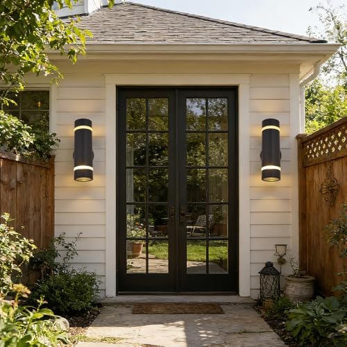 Cerdeco 13" Stainless Steel Modern Outdoor Wall Sconce Cylinder Porch Light