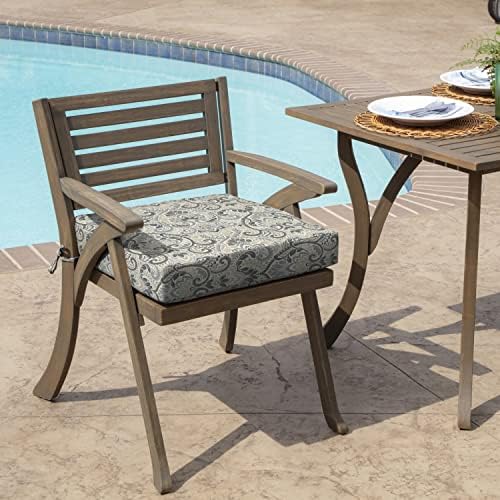 Arden Outdoor Seat Pad Chair Cushion, 21x21, Neutral Damask