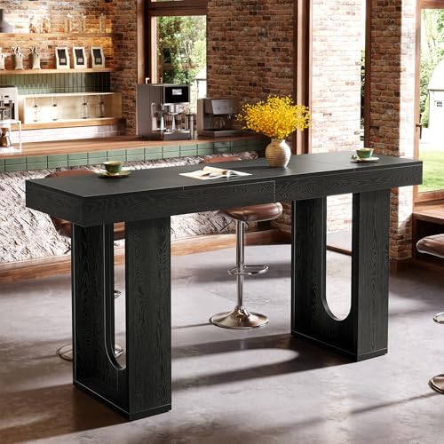 Tribesigns 70.9-Inch Extra Long Bar Table, Modern Counter Height Pub Table, Rectangular Home Coffee Bar Unit with Sturdy Legs, for Living Room, Kitchen, Bistro, Black