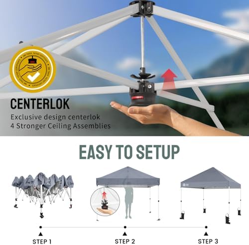 CROWN SHADES Commercial 8x8 Pop Up Canopy,Canopy Tent,Gray