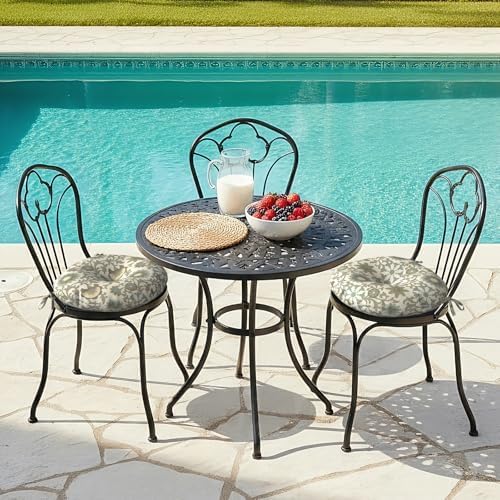 LVTXIII Outdoor Bistro Chair Cushions, 15"x15"x4" Round Patio Chair Cushions, All Weather Tufted Seat Cushions for Patio Furniture Use, Set of 2, Floral Symphony‌