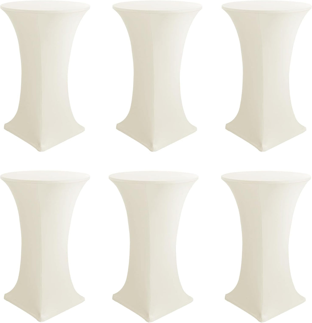 Cocktail Table Covers-Spandex Round High Top Table Cloths Party Cream