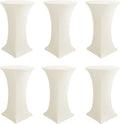 Cocktail Table Covers-Spandex Round High Top Table Cloths Party Cream