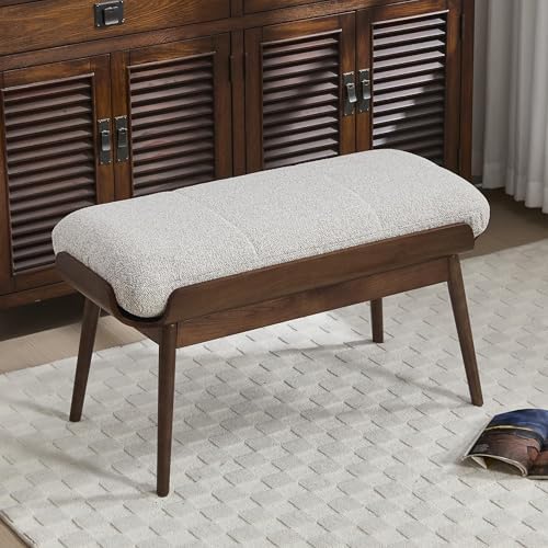BFZ 37.4" Upholstered Bedroom Bench Walnut Wood Frame Entryway Bench