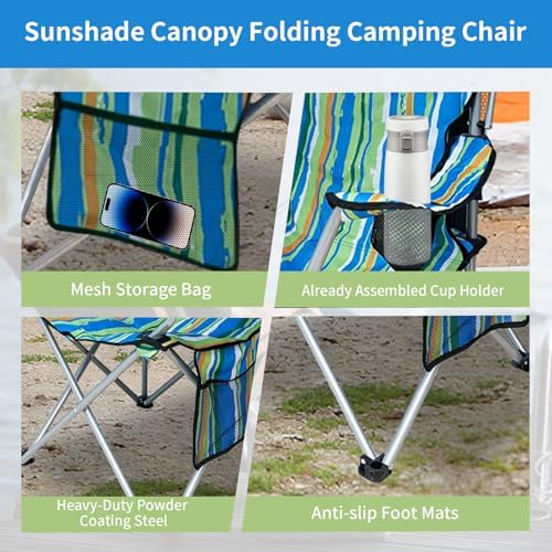 Camping Chair with Canopy Shade, Portable Folding Chair