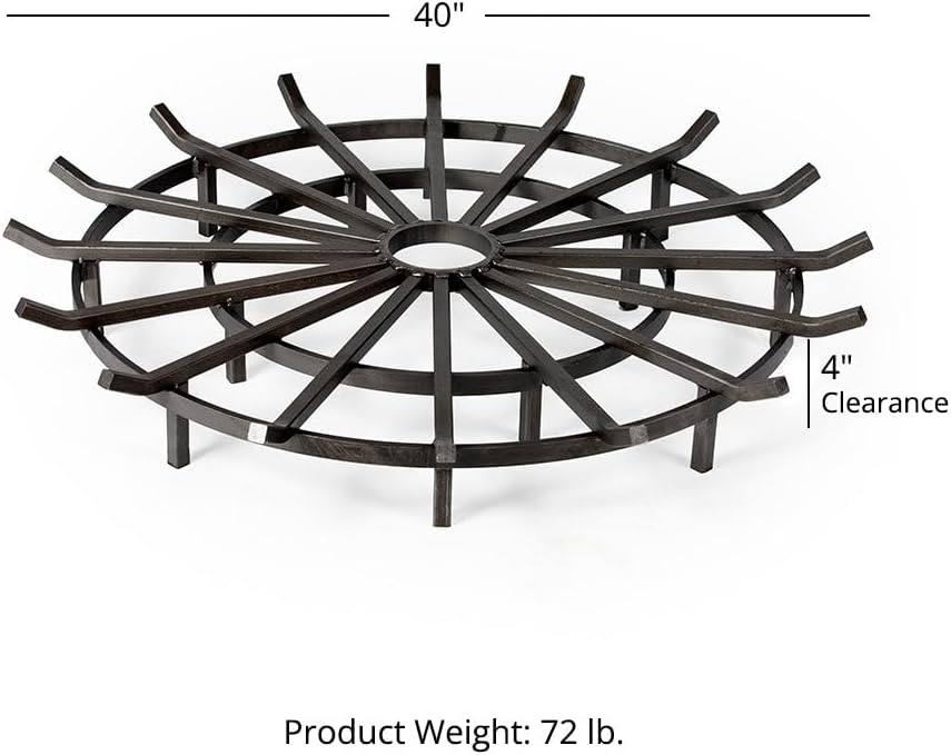 Ash & Ember 40" Wagon Wheel Fire Pit Grate, High Efficiency & Sm...